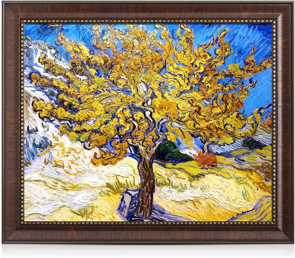 DECORARTS - Vincent Van Gogh The Mulberry Tree Framed Wall Art, Giclee Print with Antique Brown Frame for Living Room or Office Wall Decor, Picture Size 20x16 Total 23x19 Made in USA