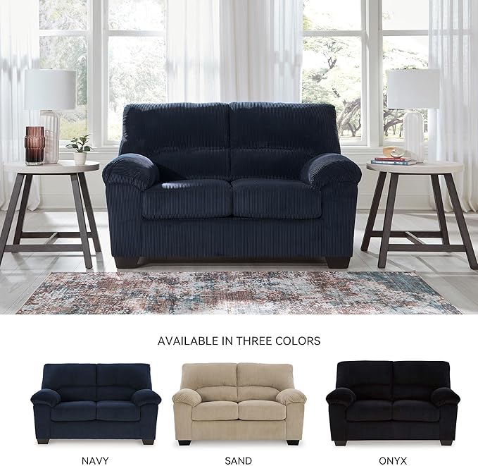 Signature Design by Ashley SimpleJoy Contemporary Loveseat for Living Room, Blue