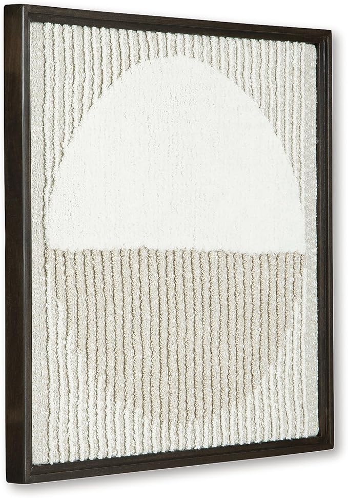 Signature Design by Ashley Bachard Minimalist Square Woven Geometric Wall Decor 30 x 30 Inches, Beige & White