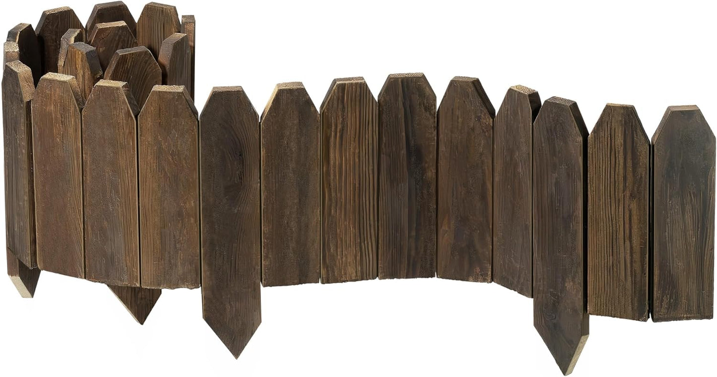 Wood Garden Edging, Wooden Fence Border Decorative Small Picket Panels for Flower Bed Barriers and Landscape Fencing (5.9" H x 47" L, 1 Pack)