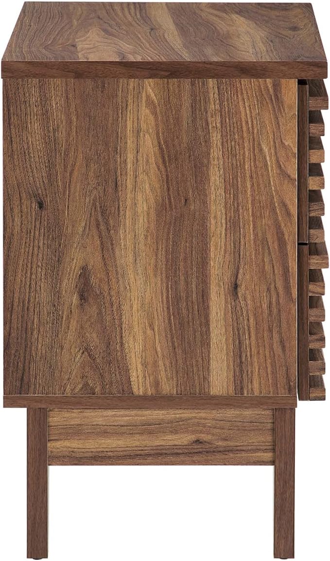 Modway Render Mid-Century Modern, Two-Drawer Nightstand, Walnut