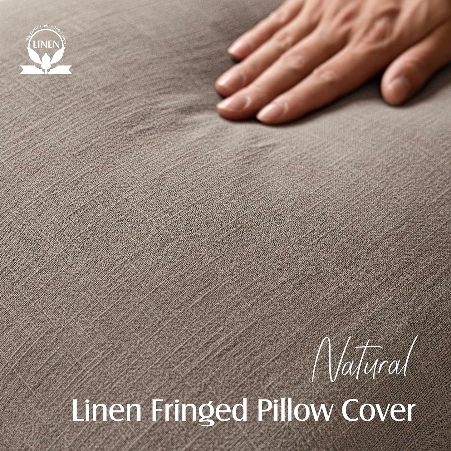 Foindtower Set of 2 Decorative Linen Fringe Throw Pillow Covers Boho Farmhouse Cushion Cover with Tassels Accent Pillowcase for Couch Chair Sofa Bed Living Room Home Decor,16×16 Inch,Brown Tan