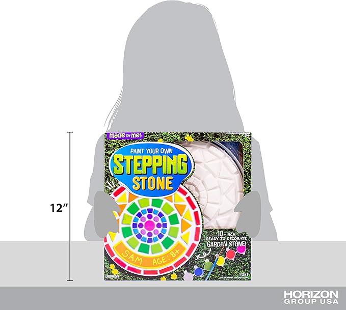 Made By Me Mosaic Stepping Stone, DIY Custom Name Garden Stone, Great Spring & Summer Painting Activity, Arts & Crafts Kit for Kids Ages 5-9