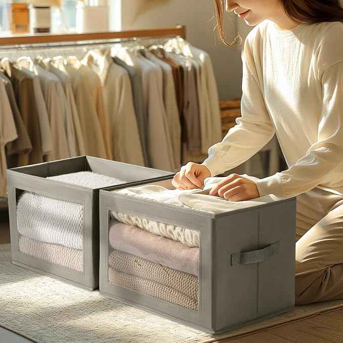 4 Pack Storage Bins with Lids 6 Pack Trapezoid Storage Bins, Organize Bins for Home