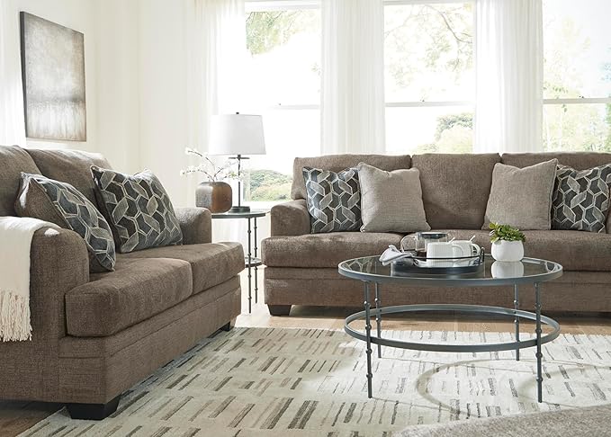 Signature Design by Ashley Stonemeade Casual Sofa with 4 Toss Pillows, Dark Brown