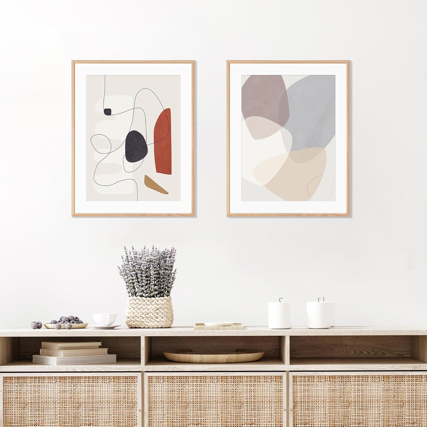 22x28 Poster Frame Set of 2 Natural Solid Oak Photo Frames with 18x24 Removable Mat Wall Hanging Large Handcrafted Frame with HD Plexiglass Wall and Tabletop Display Large Picture Frame