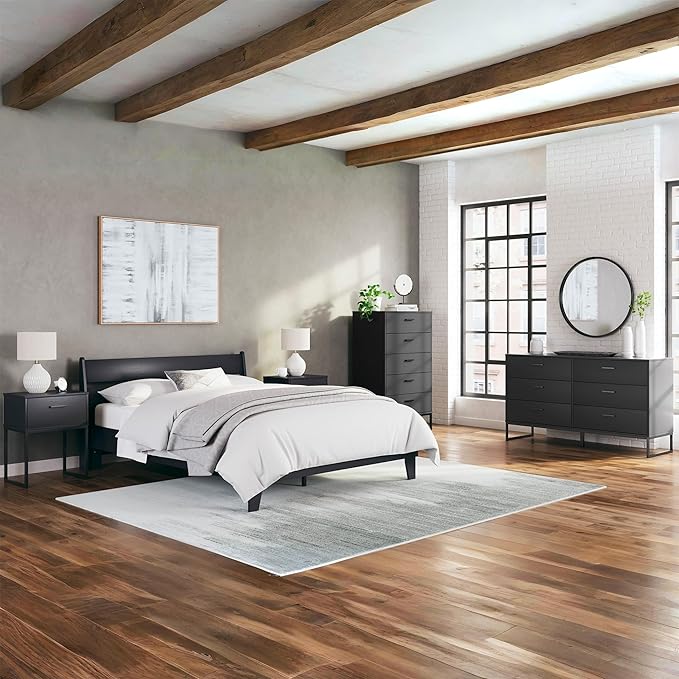 Signature Design by Ashley Socalle Casual Queen Panel Platform Bed, Foundation or Box Spring Not Needed, Black
