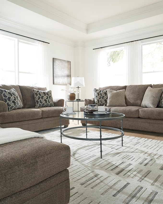 Signature Design by Ashley Stonemeade Casual Sofa with 4 Toss Pillows, Dark Brown