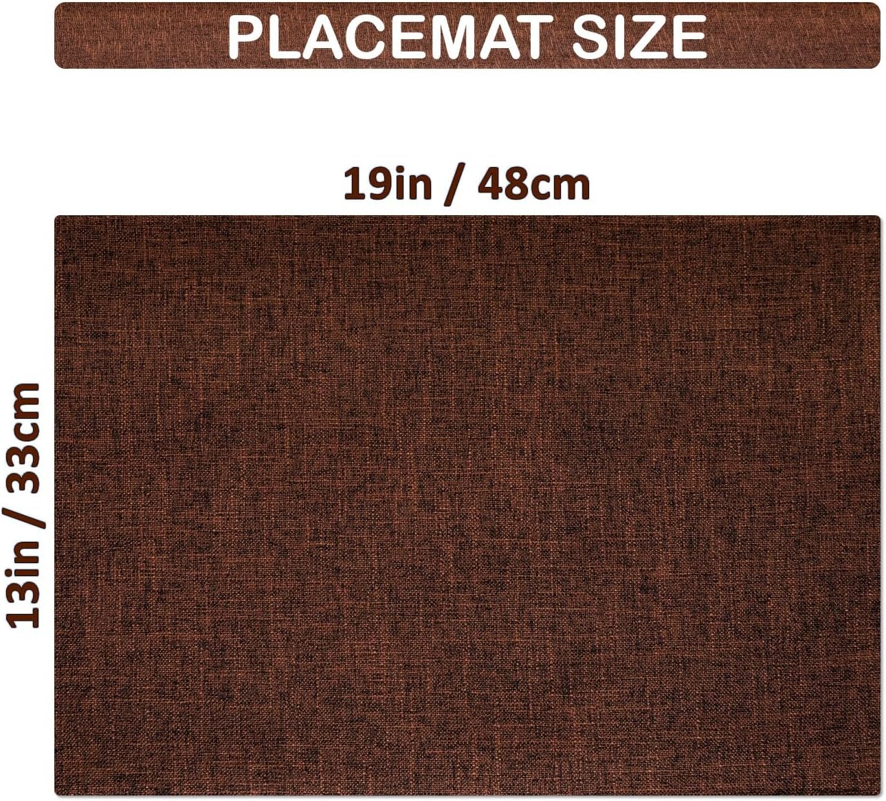 Placemat Set-Washable Place Mats for Parties, Elegant Table Mats for Kitchen Table, Set of 4 Dining Table Placemats, Heat-Resistant Cloth Placemats for Indoor and Outdoor,13x19-Brown
