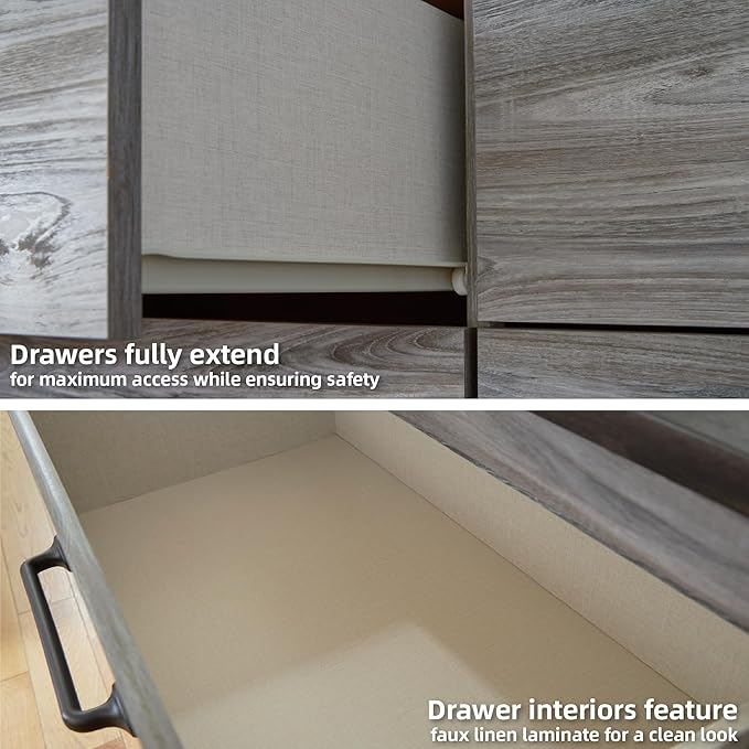 Signature Design by Ashley Bronyan Rustic 2 Drawer Nightstand, 2-Tone Look, Light Gray and Dark Gray, Large Scale Handles, Fully Finished Drawer Interiors, 24.72" Tall, Gray