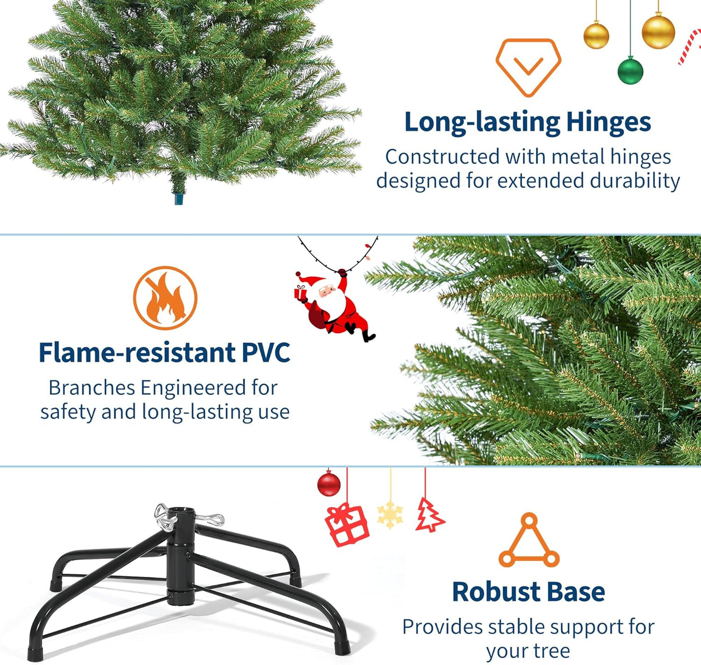 6FT Pre-Lit Artificial Christmas Tree with Color Lights,Green PE & PVC Artificial Xmas Tree,Easy Assembly, Full Branch Tips& Foldable Stand for Home, Office, Party Decoration for Xmas Holiday
