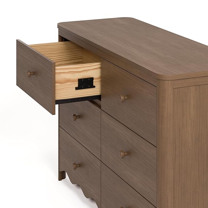 Storkcraft Casablanca 6 Drawer Dresser (Hazelnut) – GREENGUARD Gold Certified, Nursery & Kids' Bedroom with Spacious Storage, Safety Interlocking Drawer System, Easy Assembly with Pre-Installed Tracks