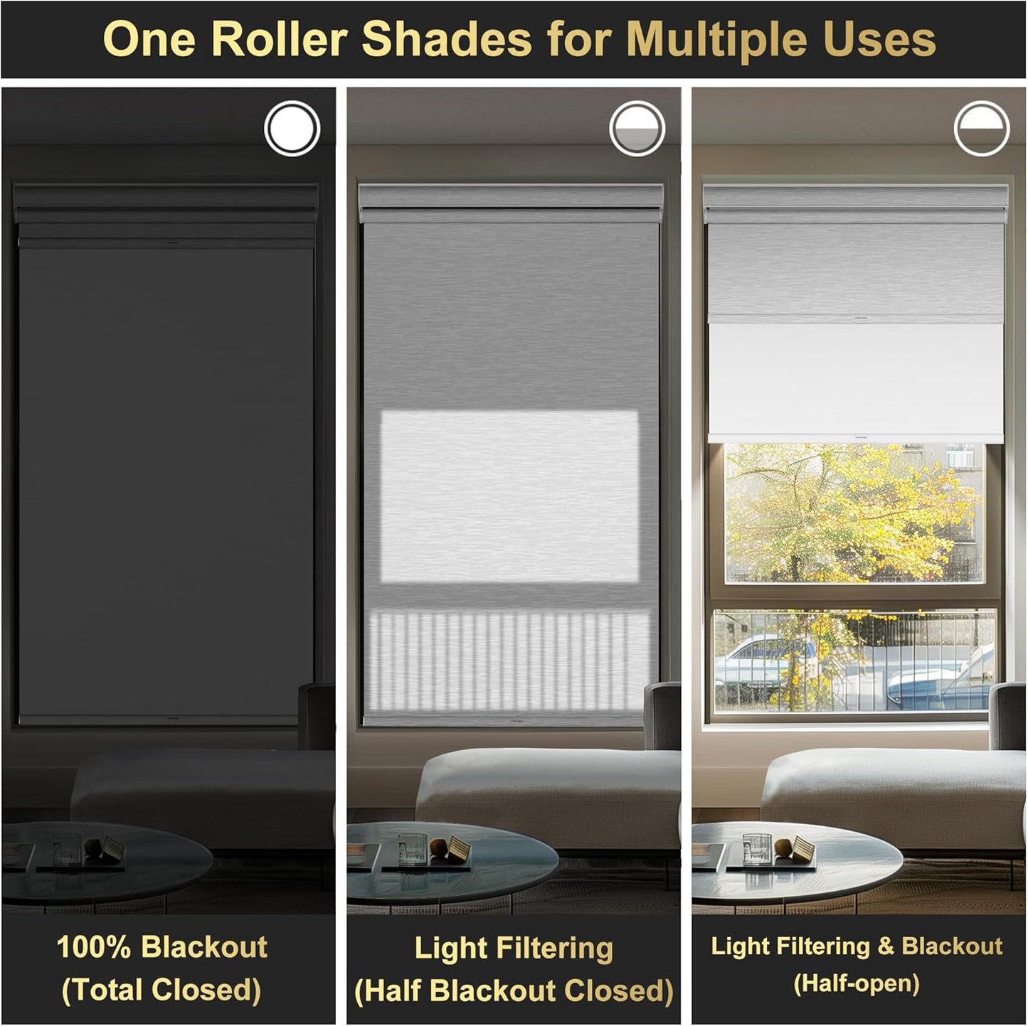 BERISSA Cordless Dual Roller Shades with Cassette Valance,Double Window Shades Blackout and Light Filtering Shades,Day and Night Roller Shades for Home Office Door.Striped Jacquard White.26 W x 48" H