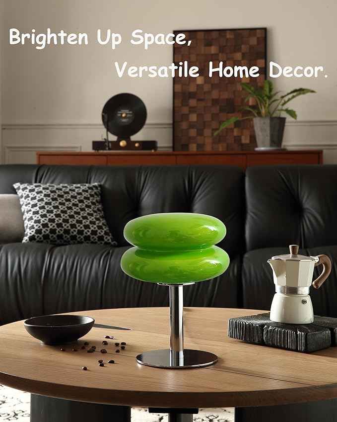 Mushroom Lamp Table Lamp for Night Stands,Mid Century Modern Desk Lamps for Bedroom, Vintage Dimmable Bedside Small Lamps, Cute Cool Home Room Aesthetic Decor for Living Room (Green)