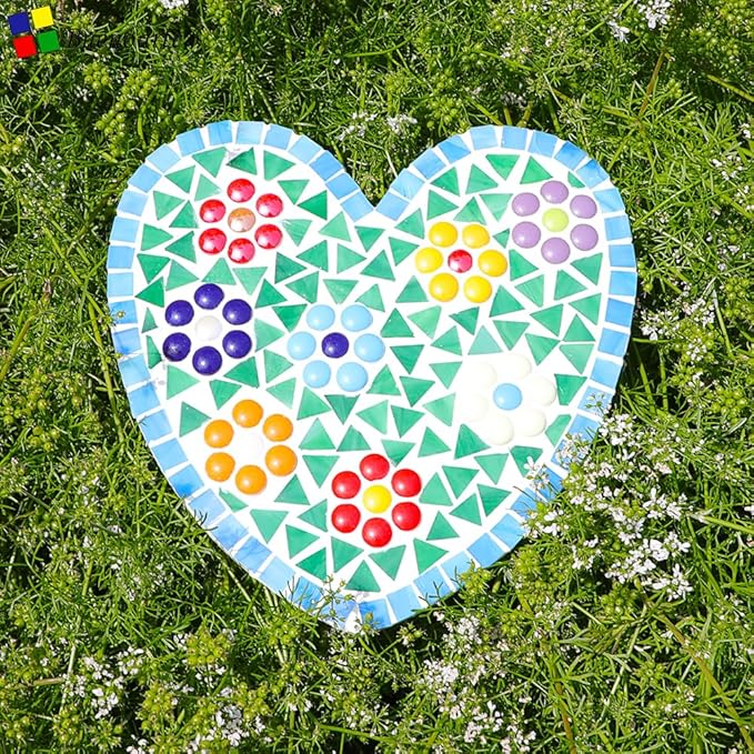 12mm Round Mosaic Tiles for Crafts, 200g Iridescent Recycled Glass Mosaic Pieces for Art Supplies, DIY Mosaic Making Kit for Hobbies & Art (Red Orange & Yellow 12mm)