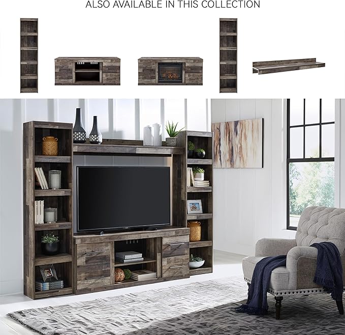 Signature Design by Ashley Derekson Casual TV Stand with Fireplace Option, Fits TVs up to 63", Gray