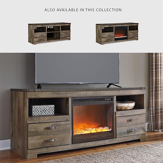 Signature Design by Ashley Entertainment Accessories Urban 63" TV Stand with Electric Fireplace for TVs up to 72", Dark Brown
