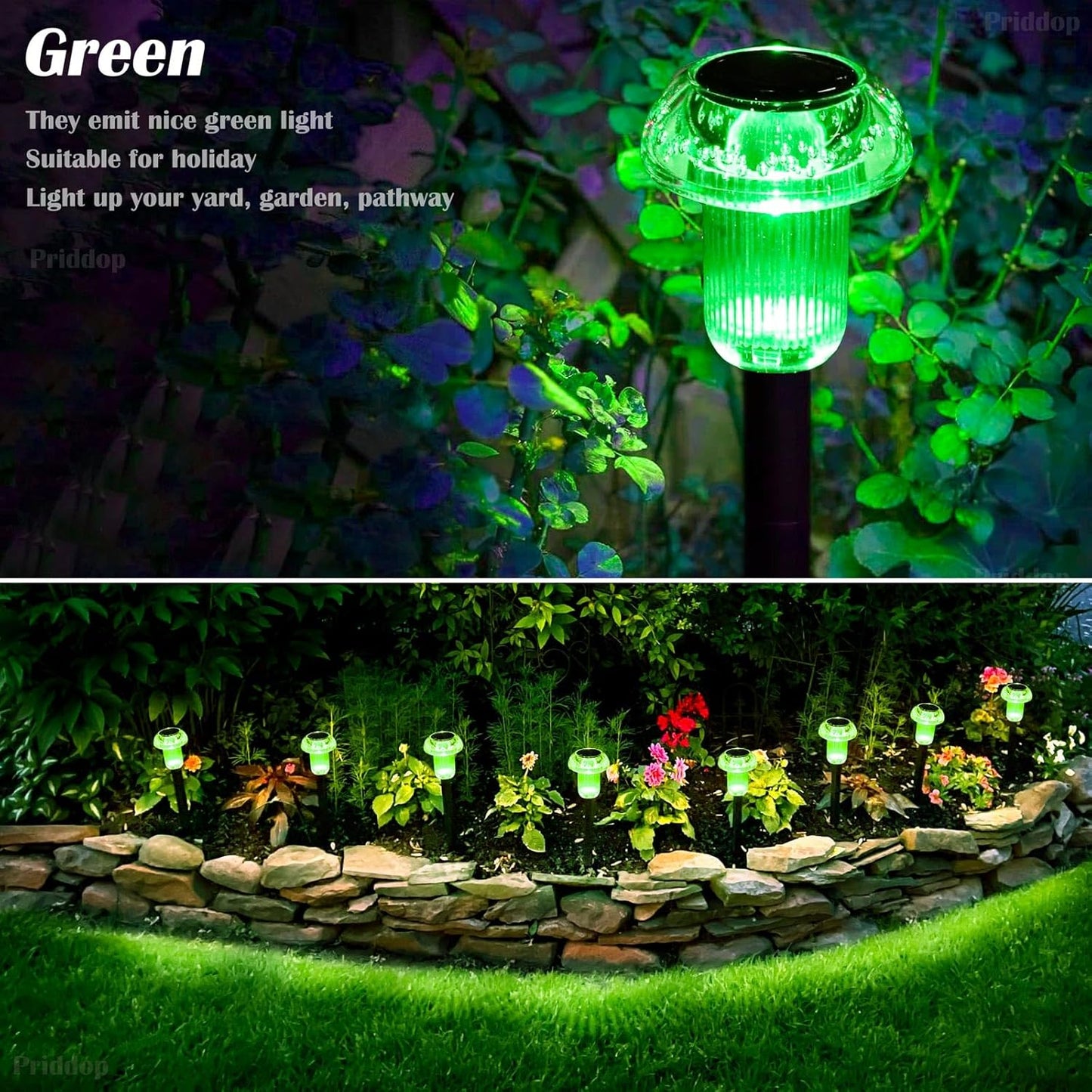 Halloween Solar Lights Outdoor 16 Pack Green LED Waterproof Mushroom Outside Lights for Yard Garden Patio Pathway Walkway Landscape Halloween Decorations