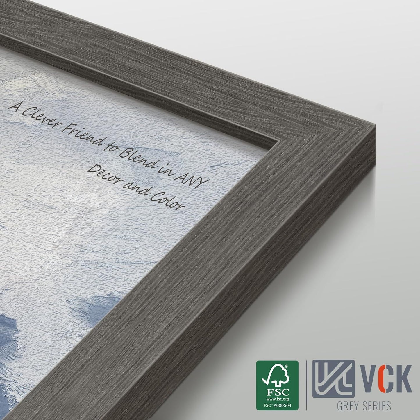 VCK 16x24 Frame Set of 3, Gray Solid Wood Poster Picture Frame, Exclusive Wood Grain, Wall Gallery Frame
