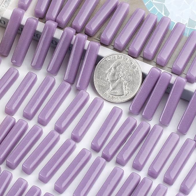 Youway Style Purple Mosaic Tiles for Crafts Bulk,150g Strips Shapes Mosaic Glass Pieces,Glass Mosaic Garden Craft Kit