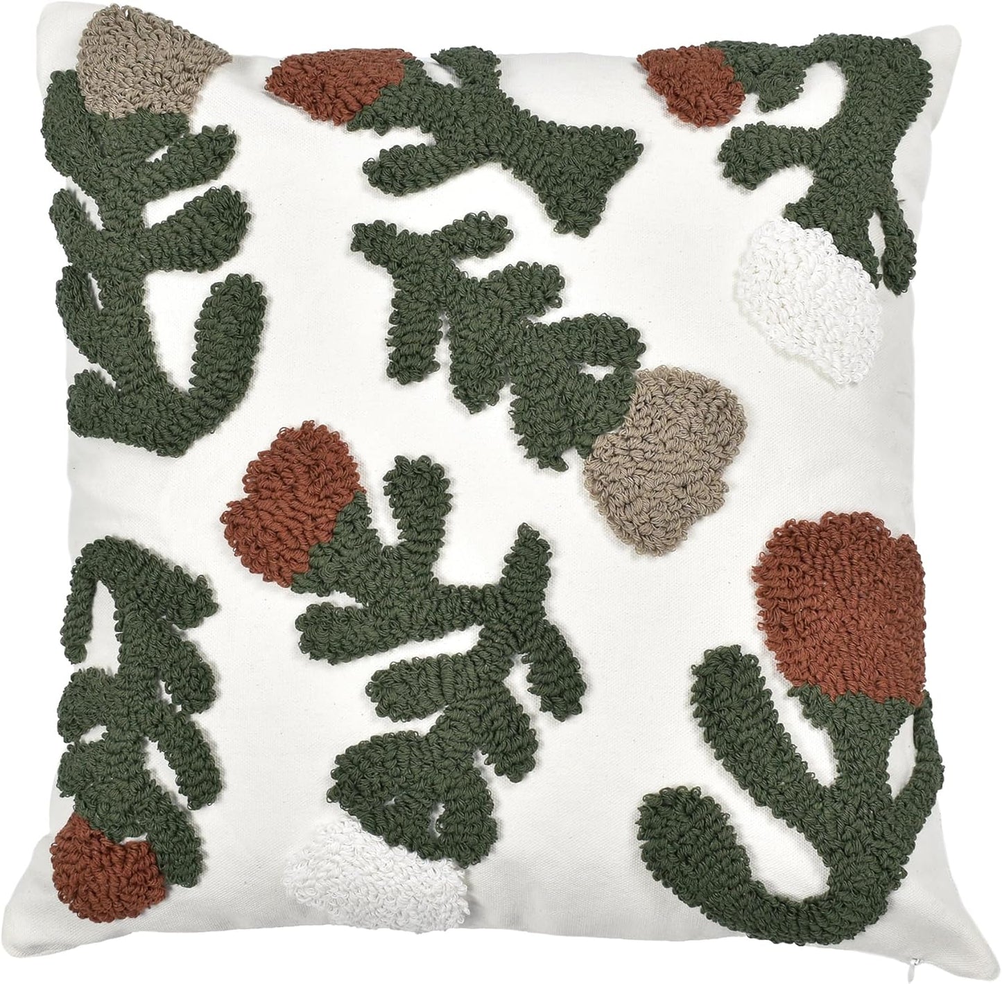 Boho Pillow Covers 18X18 Inch Boho Tufted Throw Pillow Covers Decorative Tassels Cushion Cover Farmhouse Pillow Case for Couch Sofa Bed Living Room Bedroom, Rust Floral