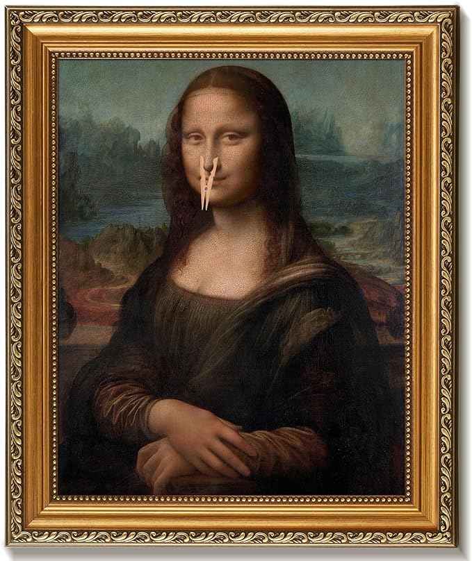 uniro Vintage Gold Framed Wall Art for Home Decor, Retro Funny Bathroom Wall Decor Canvas Artwork, Trendy Funky Wall Art Maximalist Decor, Funny Bathroom Signs for Bathroom, Living Room, Desktop decor - 8x10Inch