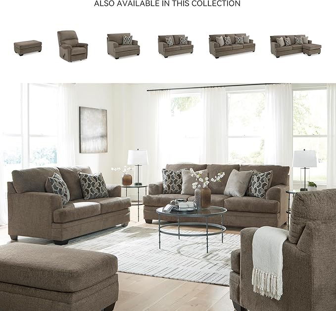 Signature Design by Ashley Stonemeade Casual Sofa with 4 Toss Pillows, Dark Brown