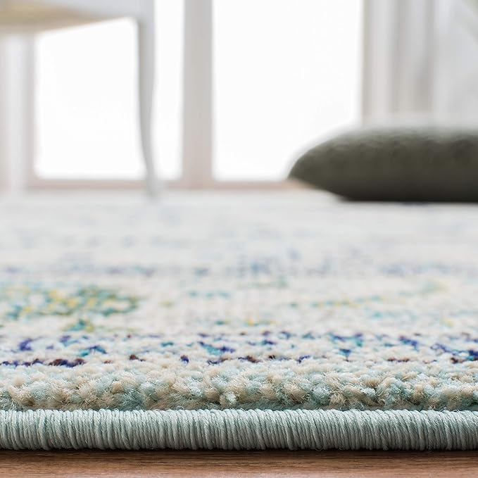 SAFAVIEH Monaco Collection Runner Rug - 2'2" x 14', Light Blue & Ivory, Non-Shedding & Easy Care, Ideal for High Traffic Areas in Living Room, Hallway, Foyer, Bedroom (MNC243K-214)