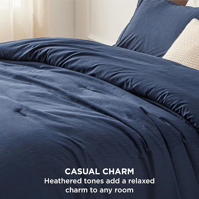 Bedsure Full Comforter Set - Navy Soft Bedding for All Seasons, Cationic Dyed Bed Set, 3 Pieces, 1 Full Size Comforter (82"x86") and 2 Pillow Shams (20"x26"+2")