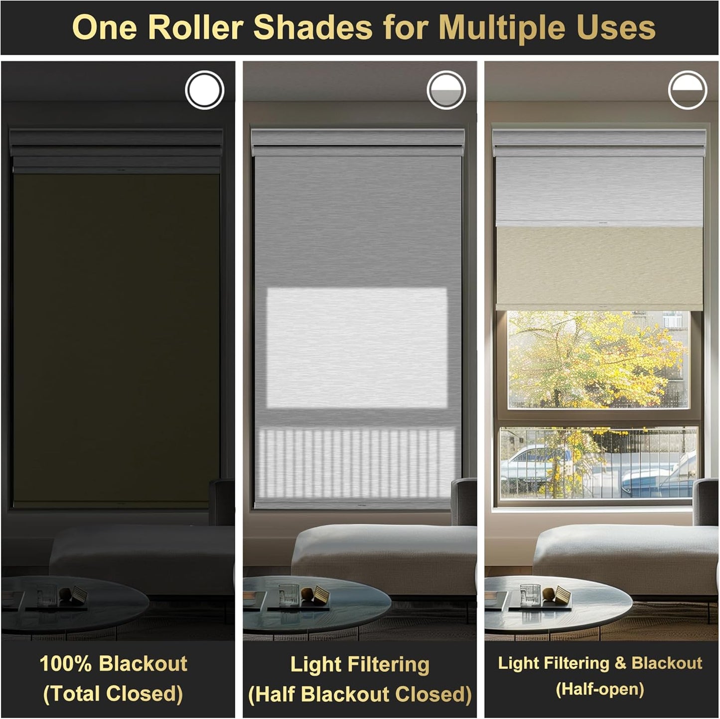 BERISSA Cordless Dual Roller Shades with Cassette Valance,Double Window Shades Blackout and Light Filtering Shades,Day and Night Roller Shades for Home Office Door.Beige and White.28 W x 36" H