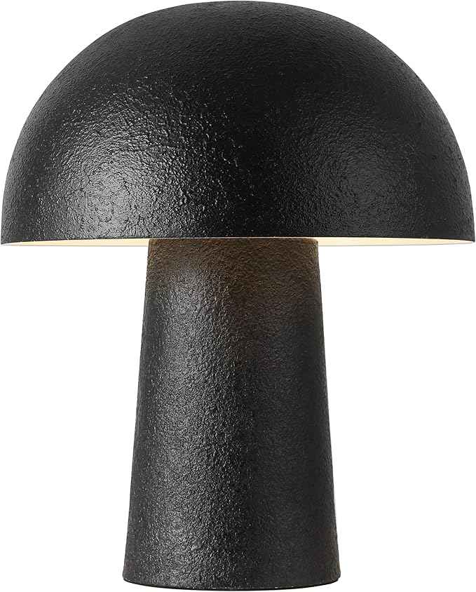 SAFAVIEH Lighting Collection Modern Kieza Black 12-inch Mushroom Table Lamp for Bedroom, Living Room, Home Office, Desk, Nightstand (LED Bulb Included)