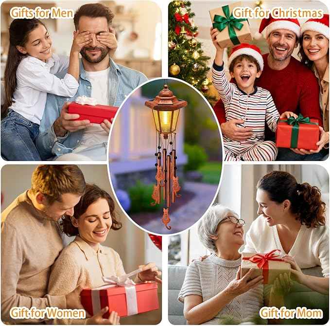 Large Solar Cat Wind Chimes, Gifts for Women Mom Grandma Wife Sister Daughter Neighbor Nana, Classic Bronze Wind Chimes With Wind Catcher, Solar Decor Lights For Outdoor Garden Patio Yard Porch Window