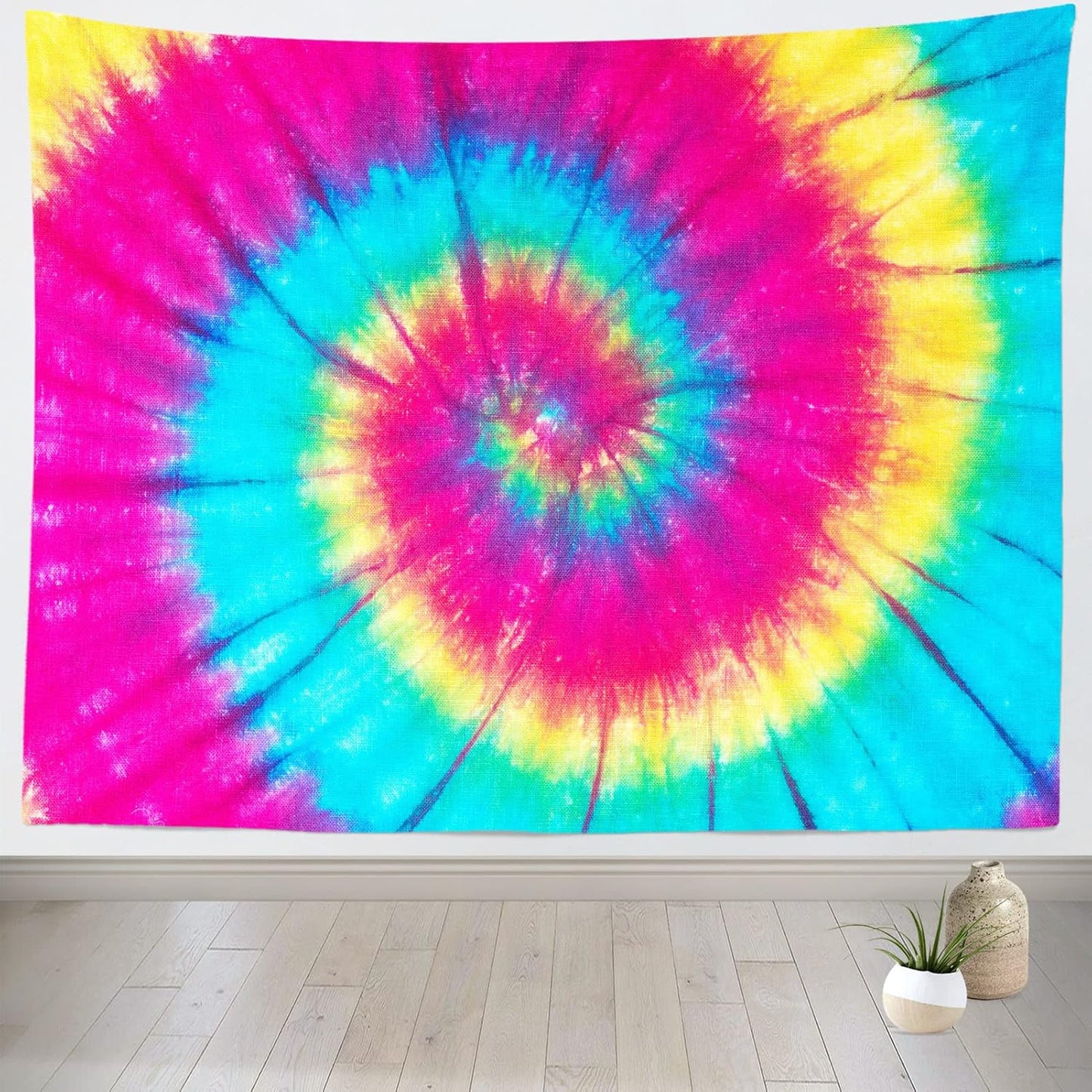 BELECO Tie Dye Tapestry Fabric Wall Hanging 92x70 Inch Groovy Sign Rainbow Tapestry Backdrop Colorful Spiral Tie Dye Party Decorations Tie Dye Art Tapestries for Bedroom Living Room Dorm Decor