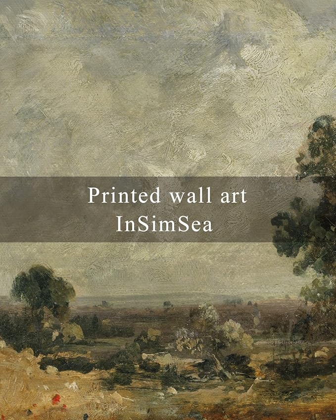 InSimSea Framed Canvas Print Art, Vintage Countryside Landscape Painting, Rustic Farmhouse Cottage Decor for Hallway Wall Floating Shelf Desk Vanity Fireplace,10x8 in, Earth Tones