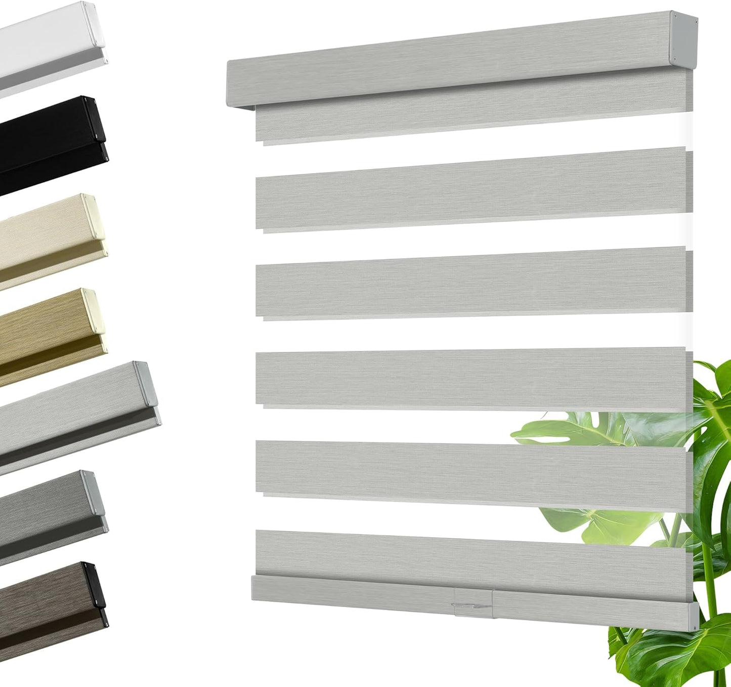 Cordless Zebra Blinds for Windows, Blackout Interior Blinds,Easy to Install,UV Protection,for Offices and Home,Custom Roller Shades, Mousse Light Grey,38" W x 88" H