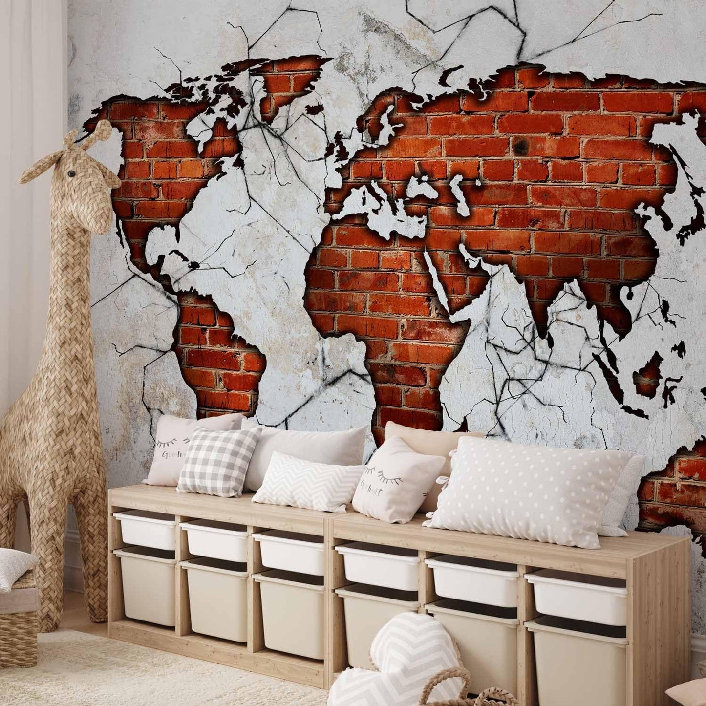 artgeist Premium Wall Mural World Map 157x110 in - XXL Non-Woven Wallpaper Fleece Wall Decor Photo Print Picture Image Design Map of The World k-A-0495-a-a