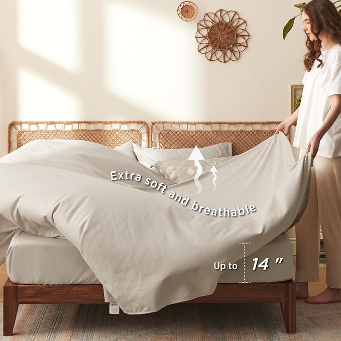 Bedsure Full Size Comforter Set - 7 Pieces Floral Beige Soft Bedding Sets, Full Bed in a Bag with Botanical Flowers Comforter, Sheets, Pillowcases & Shams