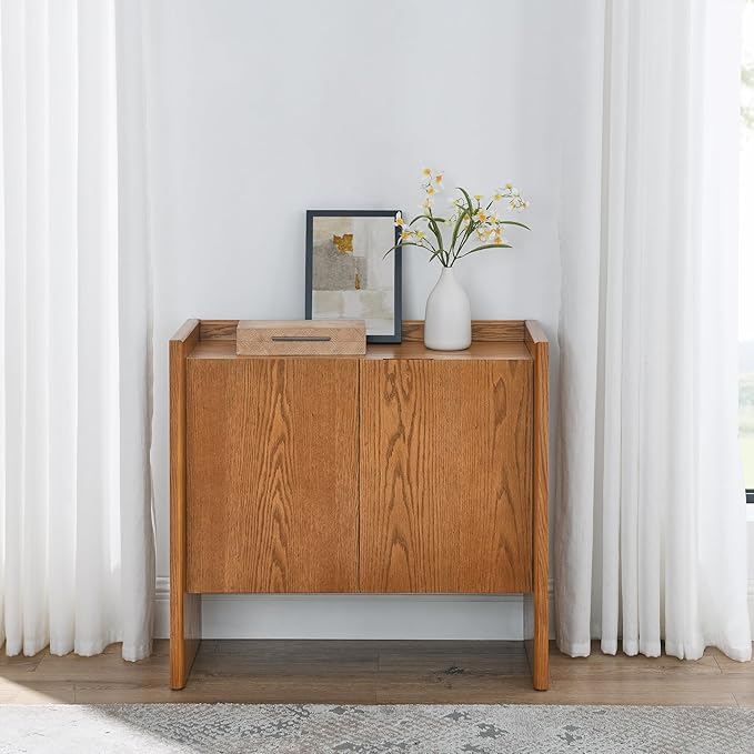 Ball & Cast 34" Walnut Sideboard Cabinet with Storage, Rustic Buffet Credenza Cabinet with 2 Doors and Adjustable Shelf, for Entryway, Hallway, Living Room, Dining Rooms & Kitchen Coffee Bar