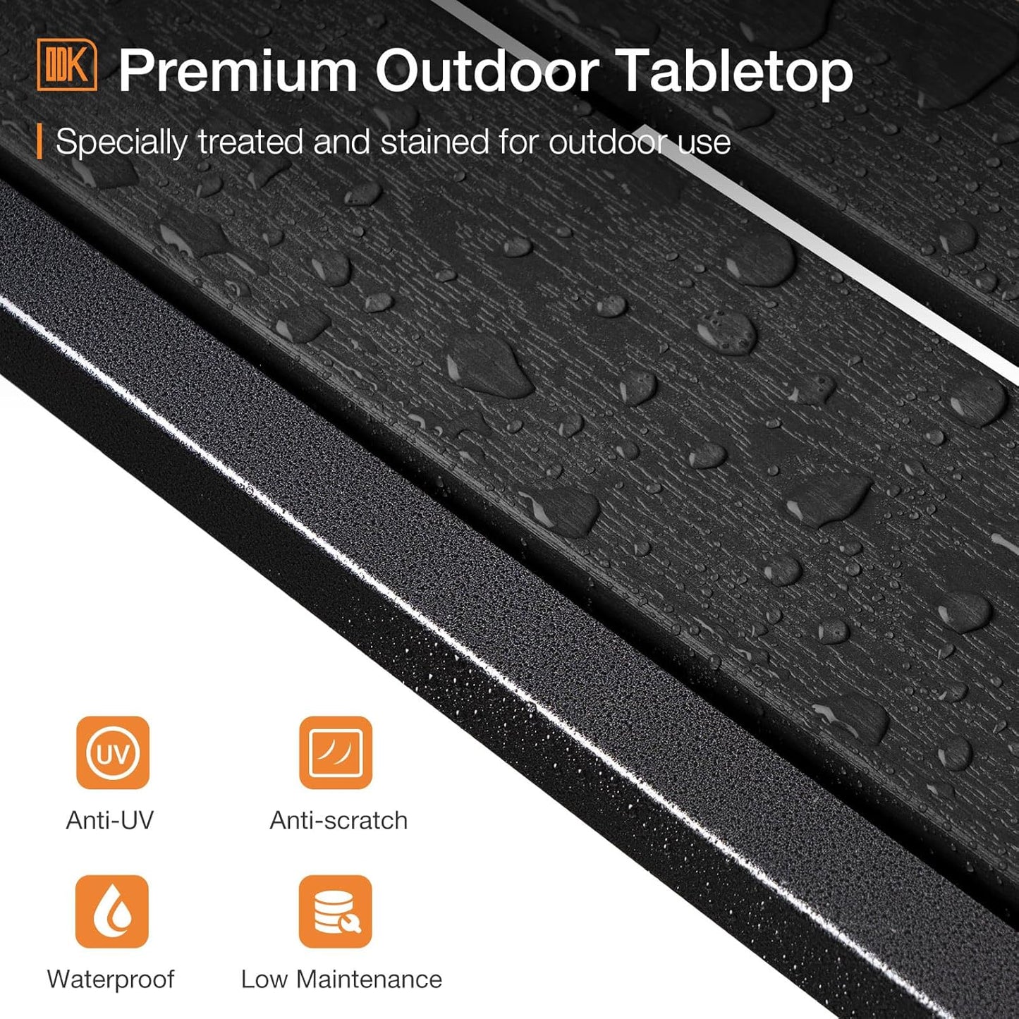 ODK 47 Inch Outdoor Bar Table, Patio Counter Bar Height Table with Weather Resistant Waterproof Top for Garden, Hot Tub, Yard, Balcony, Poolside, Indoor (Black)