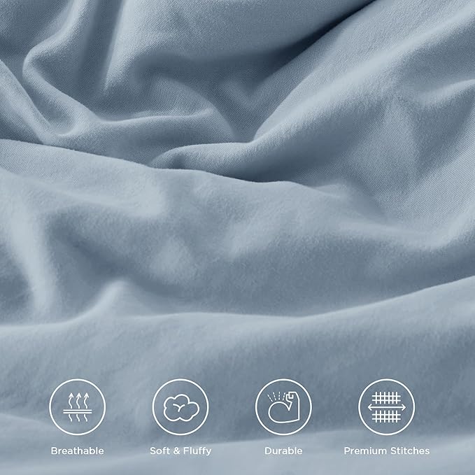 Andency Twin XL Ruffle Comforter Set, 2 Pieces Shabby Chic Farmhouse Bedding Set, Lightweight Soft Comforter Set 68×92In for Girls Women (1 Comforter 1 Pillowcase), Grayish Blue