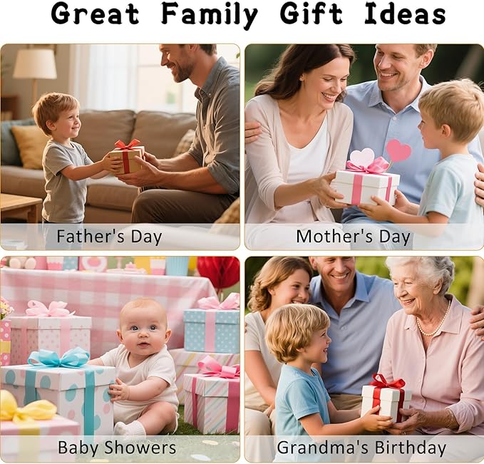 Flower Bouquet Handprint Art Craft DIY Kit, Unique Gifts for Mom & Grandma From Daughter or Son for Mother's Day Birthday, Anniversary Day, 6 Colors Non-toxic Inkpads(12" X 16", With Wood Frame)