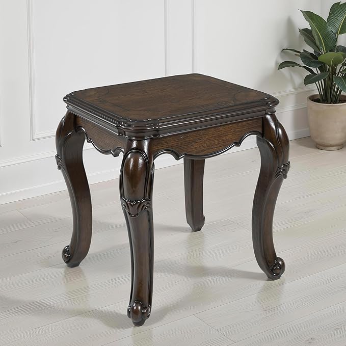 Signature Design by Ashley Maylee Classic End Table with Cabriole Legs, Dark Brown