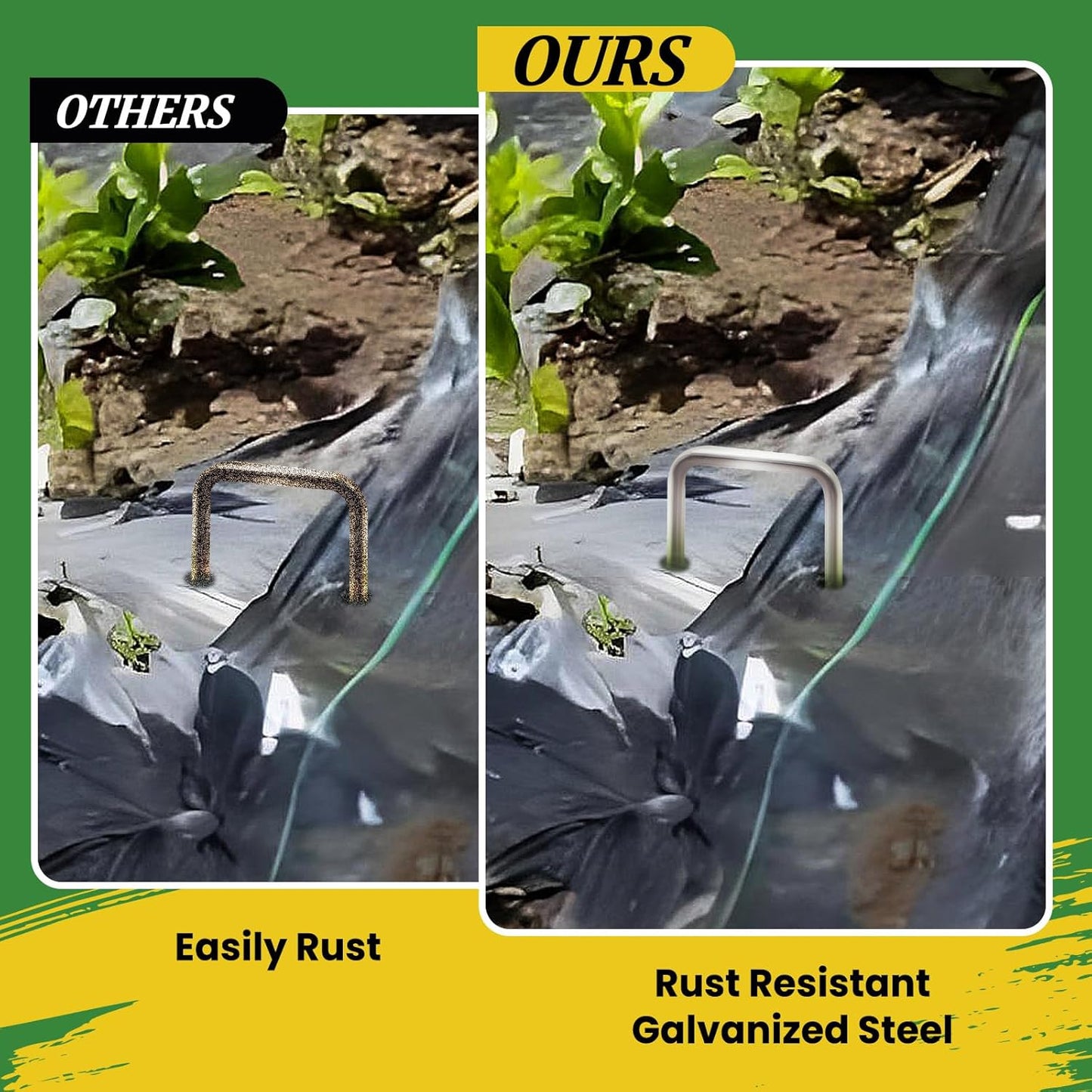 Landscape Staples 8 Inch 60 Pack, Garden Stakes Galvanized Garden Staples 11 Gauge, Plant Cover Stakes for Lawn Weed Barrier