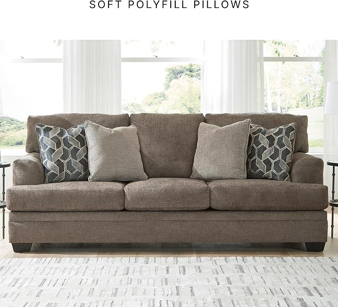 Signature Design by Ashley Stonemeade Casual Sofa with 4 Toss Pillows, Dark Brown