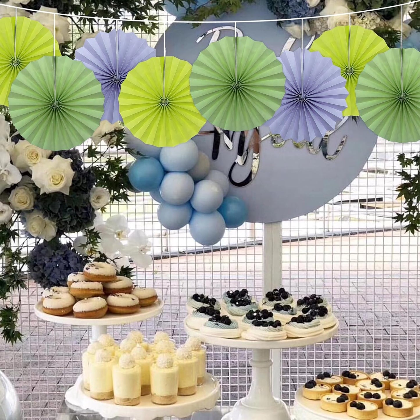 Green Graduation Party Decor,Tropical Party Decorations,Emerald Green Party Decorations,Hawaiian Themed Party Decorations,12in Hanging Paper Fans 30 Color DIY Set (Clear Green)