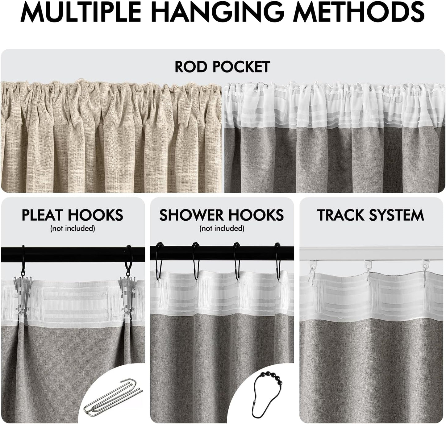 MIULEE Beige 100% Blackout Linen Curtains 94 Inch 2 Panels Set Double Sided No Coating Pleated Back Tab Black Out Long Thermal Insulated Pinch Pleat Bedroom Living Room Darkening Window Drapes