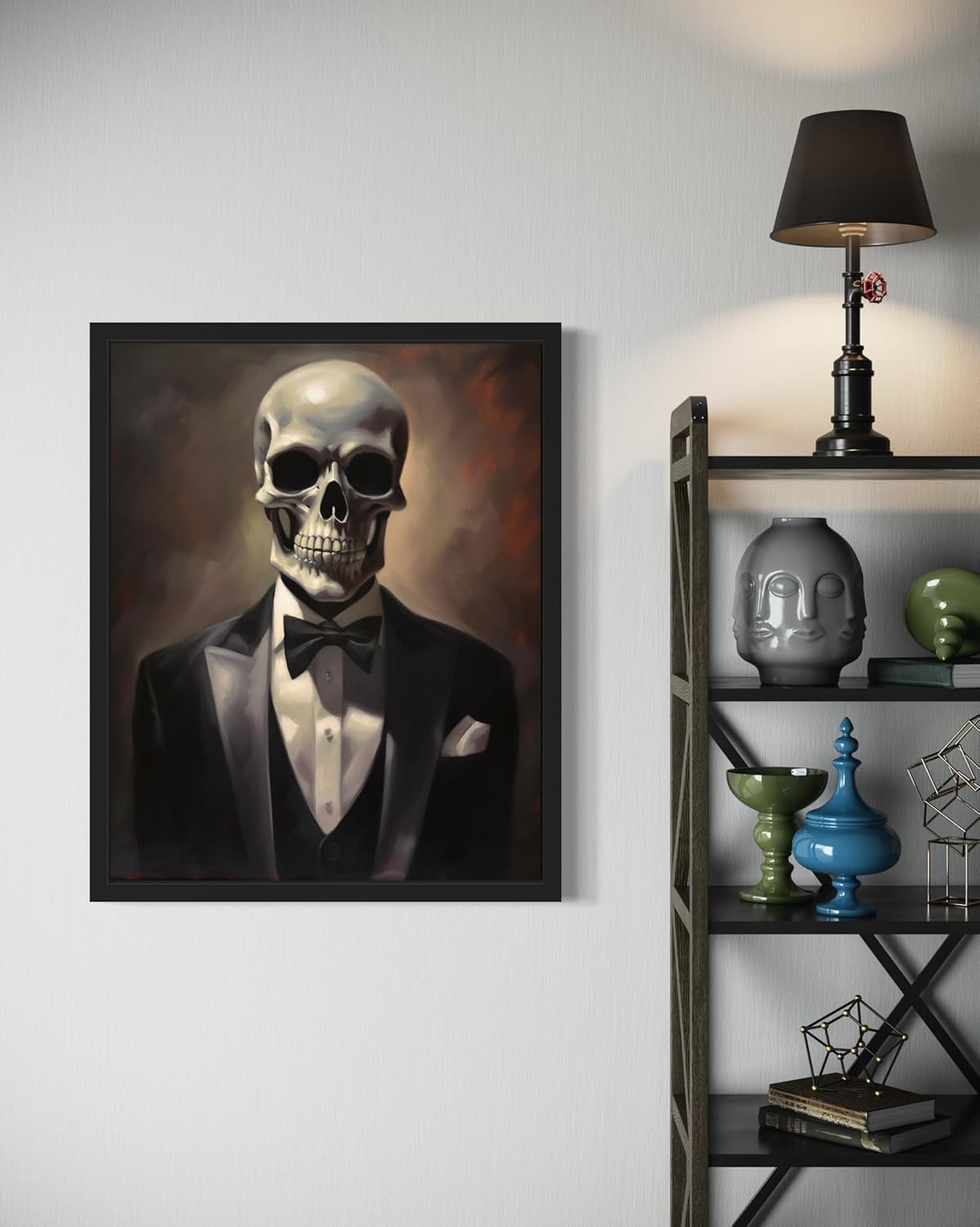Skull Portrait Poster Art Print, Halloween Scary Vintage Wall Art Academia Spooky Painting Decoration for Horror Prints, Gothic Posters Bedroom Decor 89 (Skull Portrait, 11 x 14 inches, Unframed)