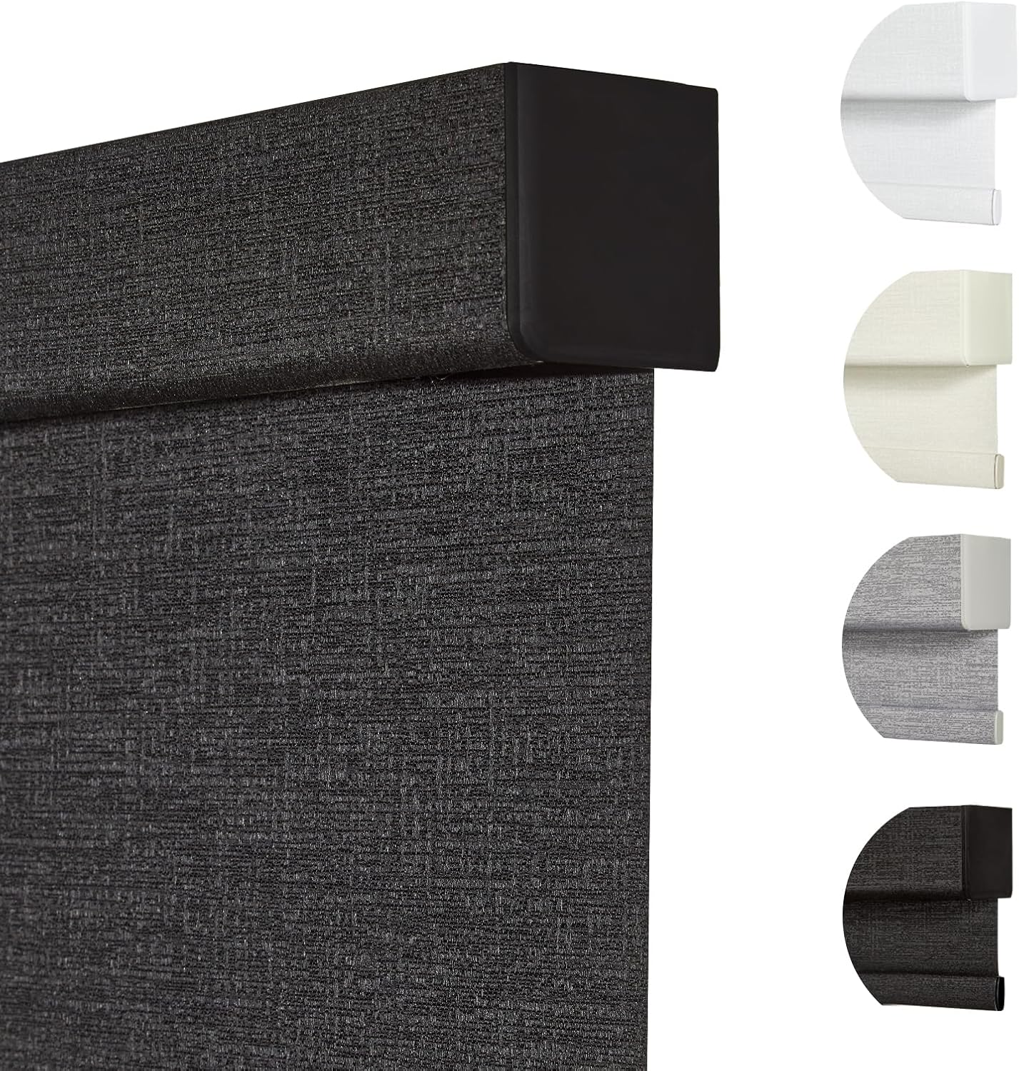 Persilux Free-Stop Cordless Blinds for Indoor Windows with Cover, Window Shades Blackout Roller Blinds, Thermal Insulated Fabric UV Protection for Kitchen, Office, Living Room, Black(48" W x 64" H)