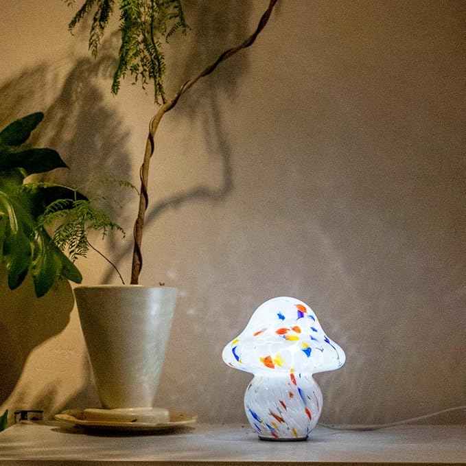 Mushroom Lamp for Bedroom,Mid Century Modern Lamp for Nightstand, Dimmable Retro Egg Tart Bedside Small Lamps,Unique Home Mushroom Decor Aesthetic Cute Table Lamps for Living Room