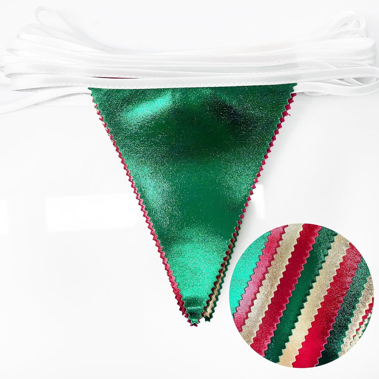 Christmas Party Decorations Triangle Pennant Banner Flag Red Green Gold Metallic Fabric Bunting Garland for Xmas Holiday Wedding Bridal Shower Birthday Bachelorette Graduation New Year Party Supplies